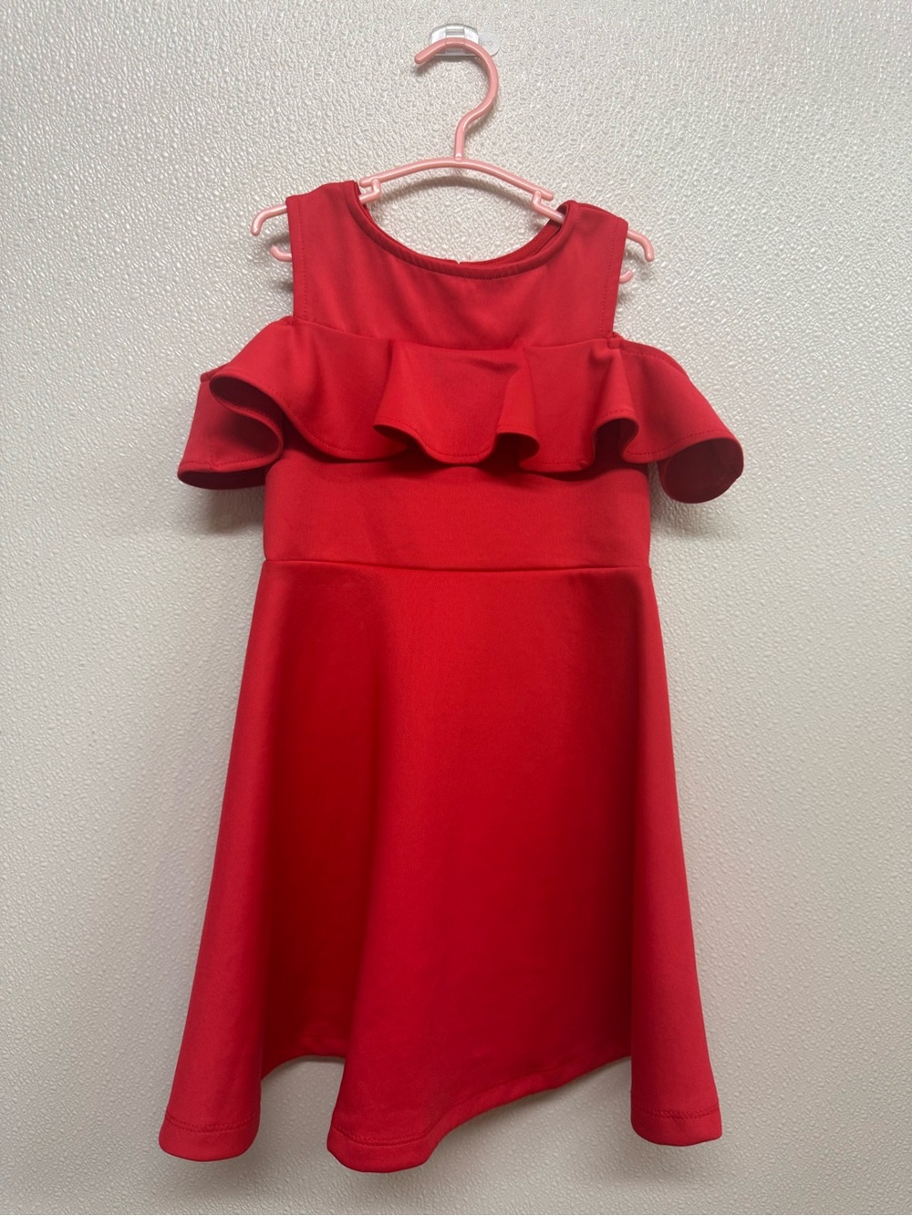 Rare Editions Girls Red Ruffle Cold-Shoulder Dress Sz 4T